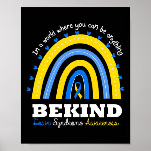 Poster Rainbow Be Kind World Down Syndrome Day Awareness