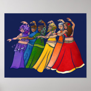 Poster Rainbow Belly Dancer Art Belly Dance Troupe