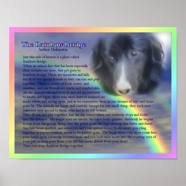 Poster Rainbow Bridge Poem Pet Perte Memorial (Devant)