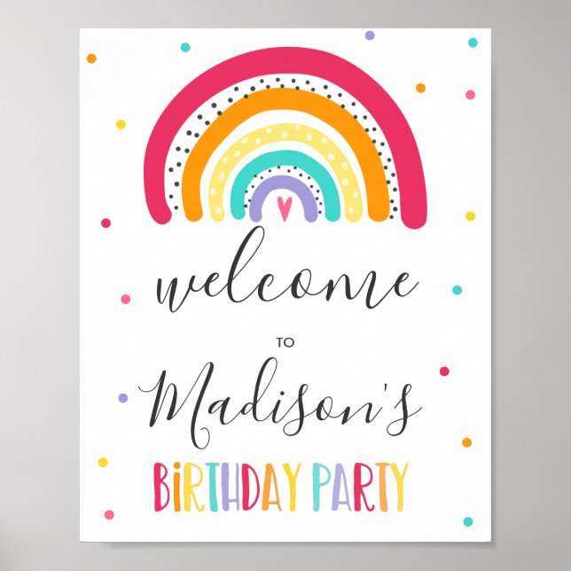 Poster Rainbow Bright Birday Party (Devant)