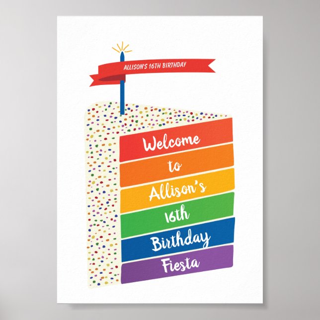 Poster Rainbow Cake Joyeux anniversaire Personnalisé Pers (Devant)