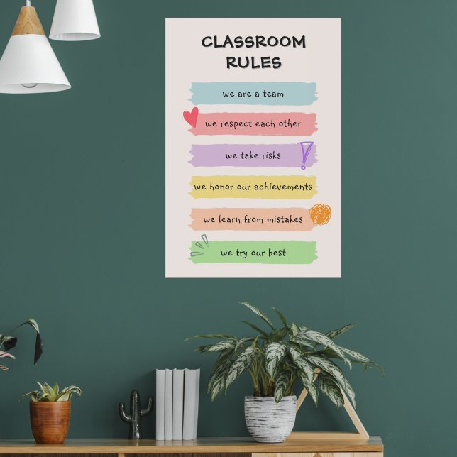 Poster Rainbow Colorful Custom Teacher's Classroom Rules (Salon 1)