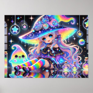Poster Rainbow Cosmic sorcier Imaginaire lunaire