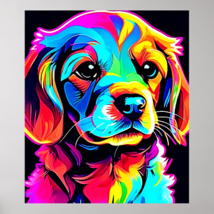 Poster Rainbow Dog Portrait Art