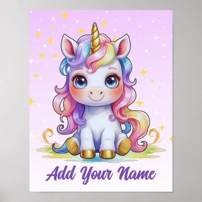 Poster Rainbow Dreams Unicorn - Name Art Print (Devant)
