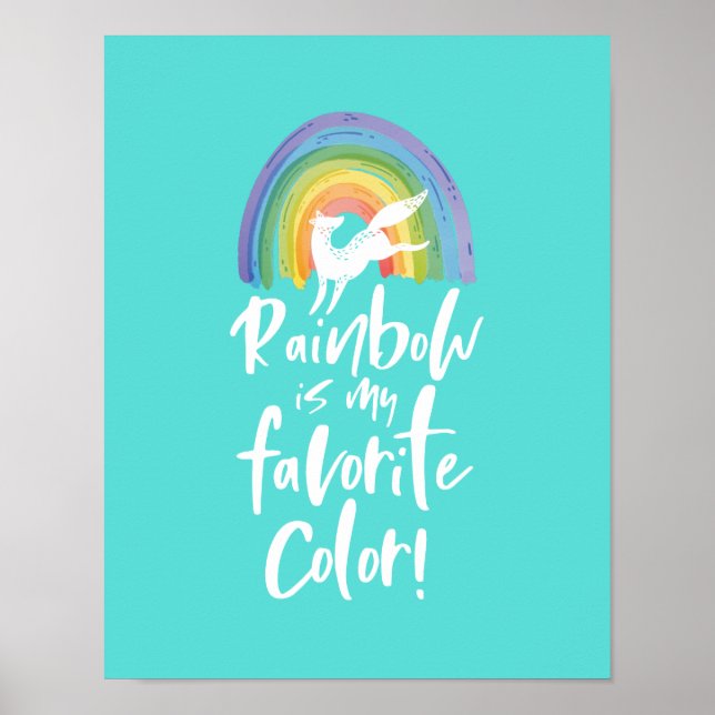 Poster Rainbow Est Ma Couleur Favorite Leaping Fox Rainbo (Devant)