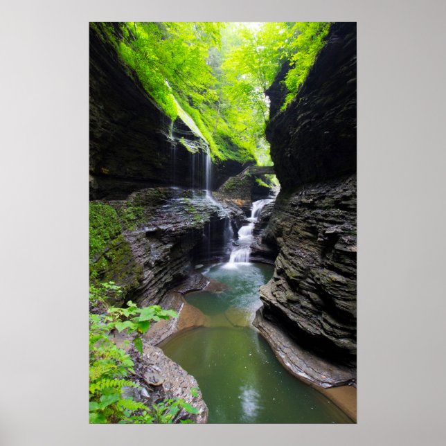 Poster Rainbow Falls & cascade, Watkins Glen, New York (Devant)