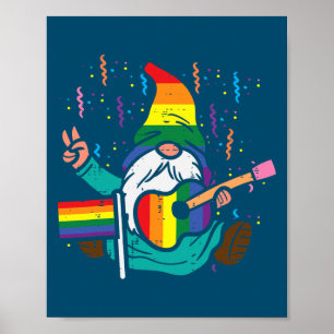 Poster Rainbow Flag Gnome Guitare LGBT Prith Mois Gay