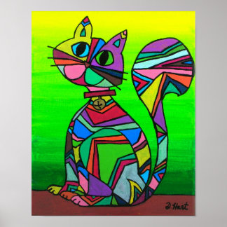 Poster Rainbow GeometriCat Motif géométrique Art Chat