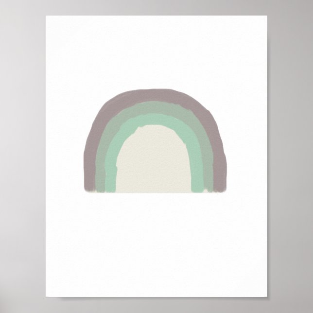 Poster Rainbow Green Ombre Peinture Nursery Art (Devant)