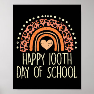 Poster Rainbow Happy 100th Day School Cute 100 Days Ensei