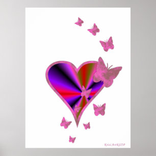 Poster Rainbow heart and Butterfly