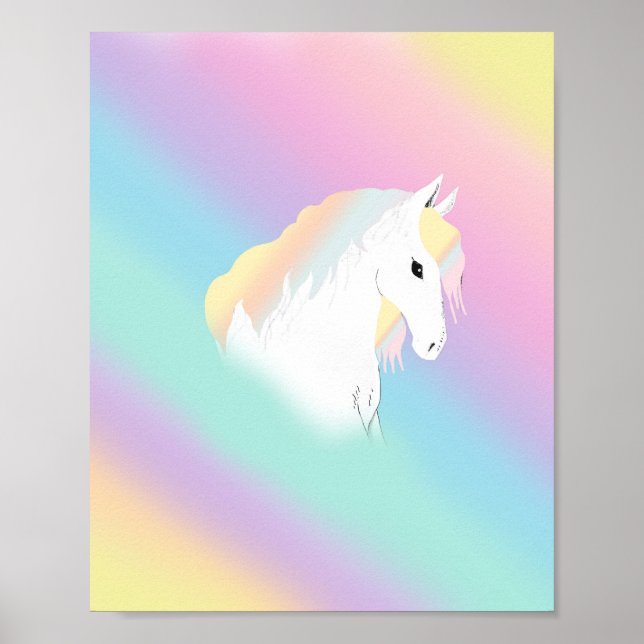 Poster Rainbow Horse Unicorn Equestrium Girly (Devant)