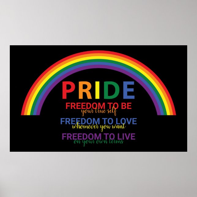 Poster Rainbow LGBTQ Pride est Freedom Gay Rights (Devant)