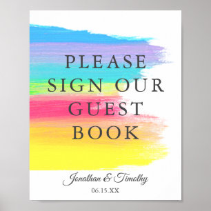 Poster Rainbow Mariage S'Il Vous Plaît Signer Notre Invit