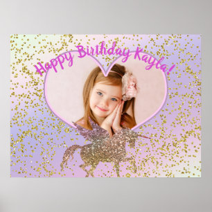 Poster Rainbow Pastel Parties scintillant Unicorn Party P