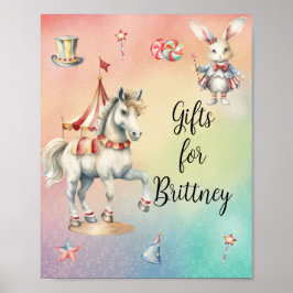 Poster Rainbow Pastel w Animaux Cadeaux d'anniversaire