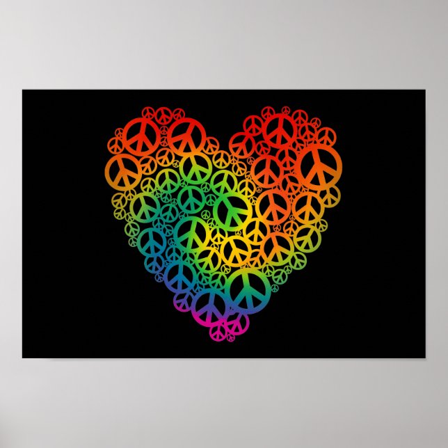 Poster Rainbow Peace Heart (Devant)