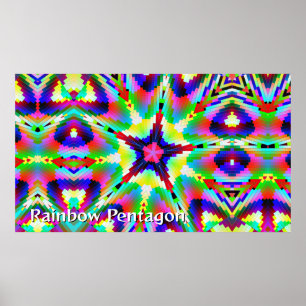 Poster Rainbow Pentagon Star (Vous pouvez changer les mot