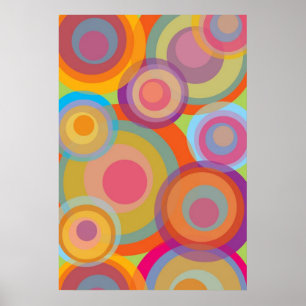 Poster Rainbow Pop Circles Colorful Retro Fun Groovy Chic