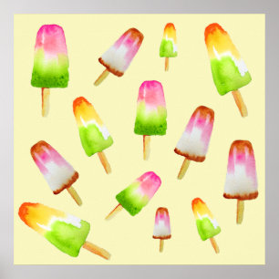 Poster Rainbow popsicles de l'art alimentaire mignon