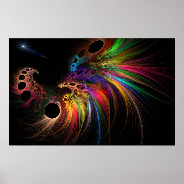 Poster Rainbow Rhino Fractal Art (Devant)