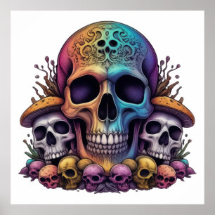 Poster Rainbow Skull Garden