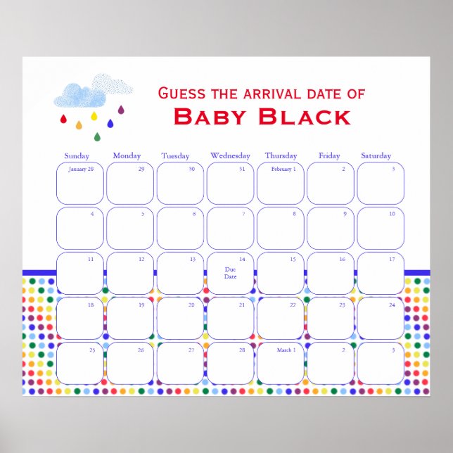 Poster Rainbow Sky Baby shower Devinez L'Affiche Date D'É (Devant)
