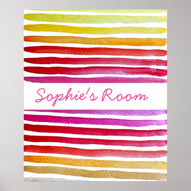 Poster Rainbow stripes cute watercolor (Devant)