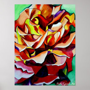 Poster Rainbow Sunset Rose watercolor original