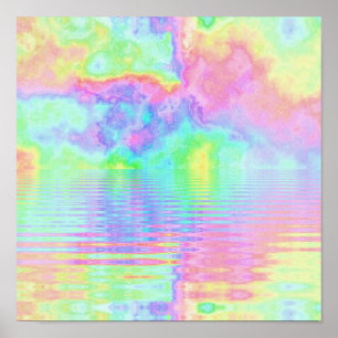 Poster Rainbow Tie Dye Nuages Pastel