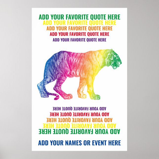 Poster Rainbow Tiger Ajouter Votre Nom Citation Favorite  (Devant)