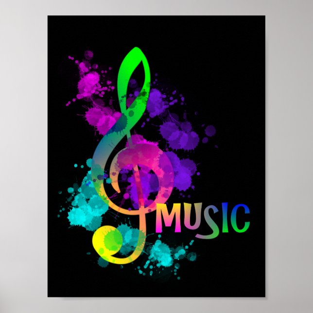 Poster Rainbow Treble Clef Music Thème (Devant)