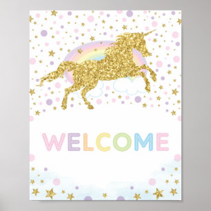 Poster Rainbow Unicorn Anniversaire Baby shower de fête B
