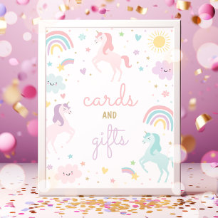 Poster Rainbow Unicorn Cartes Et Cadeaux Anniversaire