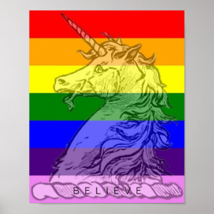 Poster Rainbow Unicorn Magical LGBT Gay pride