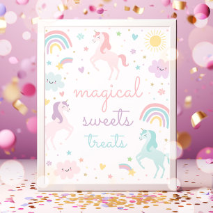 Poster Rainbow Unicorn Sucres Et Traitements Anniversaire