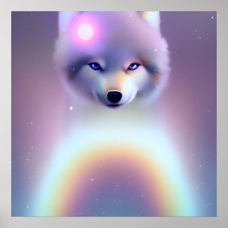 Poster Rainbow Wolf Baby