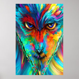 Poster Rainbow Wolfman - Art Abstrait psychédéliqu