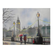 Rainy day à Londres couple an umbrella