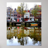 Rainy Day Amsterdam Canal Winter Réflexions Photo