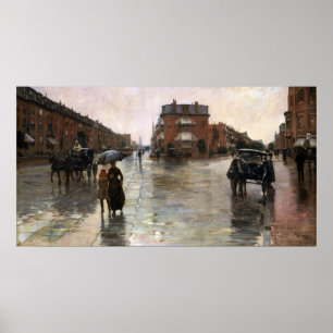 Poster Rainy Day, Boston by Frederick Childe Hassam