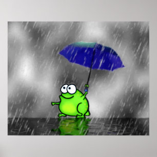Poster Rainy Day Frog Print
