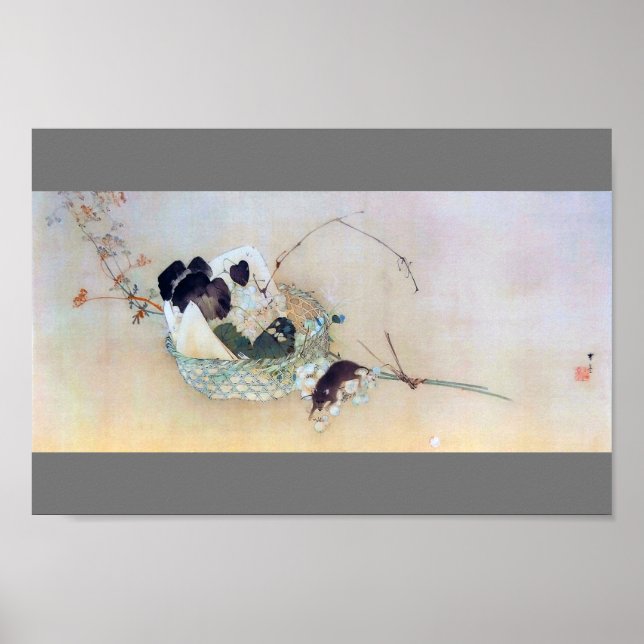 Poster Raisin et souris, Watanabe Seitei (Devant)