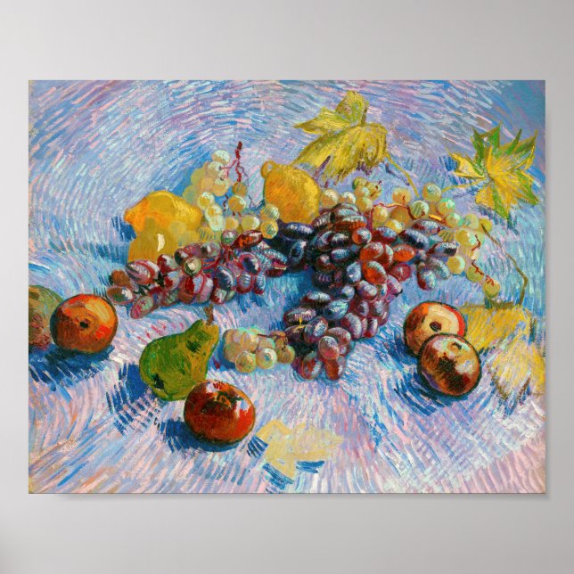 Poster Raisins, citrons, poires et pommes, Van Gogh (Devant)
