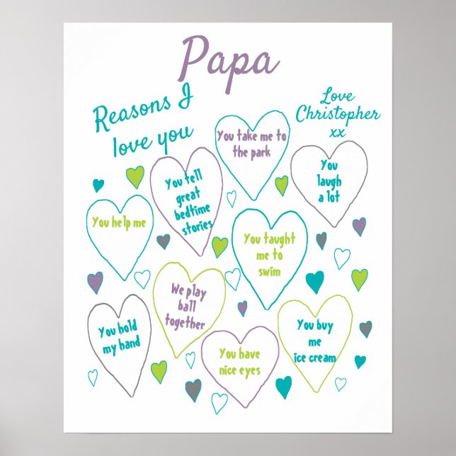 Poster Raisons J'Aime Papa Cadeau (Devant)