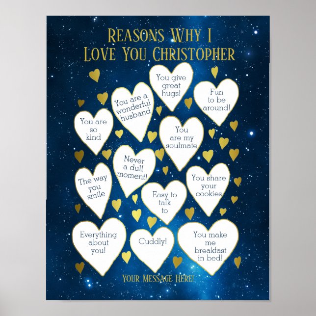 Poster Raisons pour lesquelles je t'aime Anniversaire (Devant)