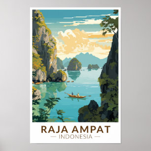 Poster Raja Ampat Indonésie bateaux voyage Art Vintage