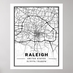 Poster Raleigh North Carolina USA Travel City Map