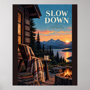 Poster Ralentir la retraite de cabine cosy Illustrative A
